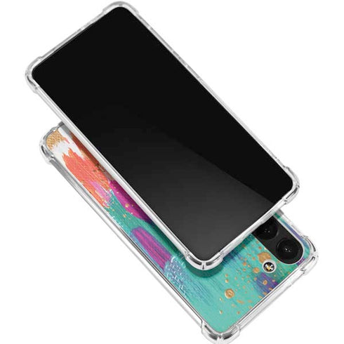Turquoise Brush Stroke by Etta Vee Galaxy S24 FE Clear Case